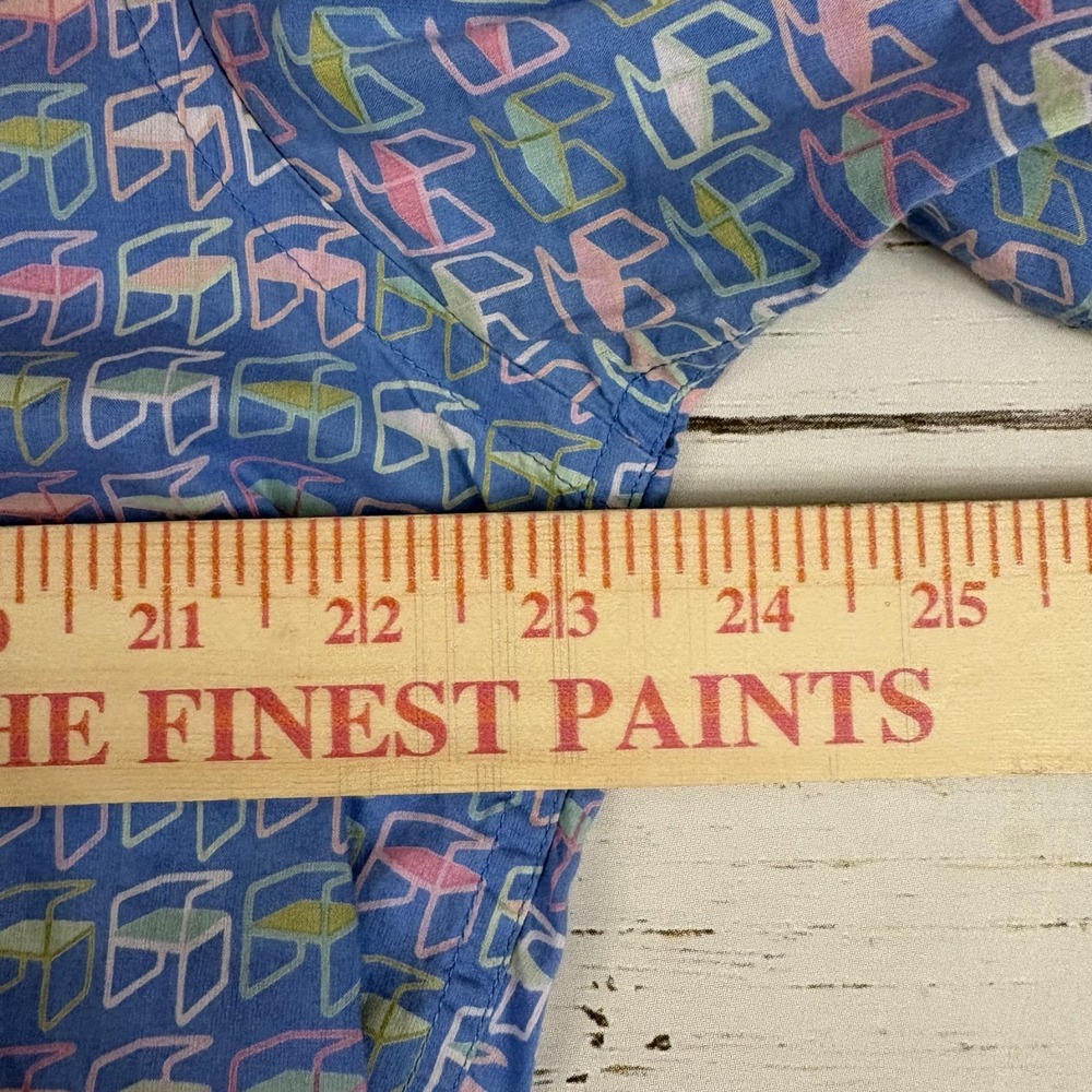 Robert Graham Geometric Shirt Mens L Blue Cotton Short Sleeve Button-Up Casual - Picture 5 of 9